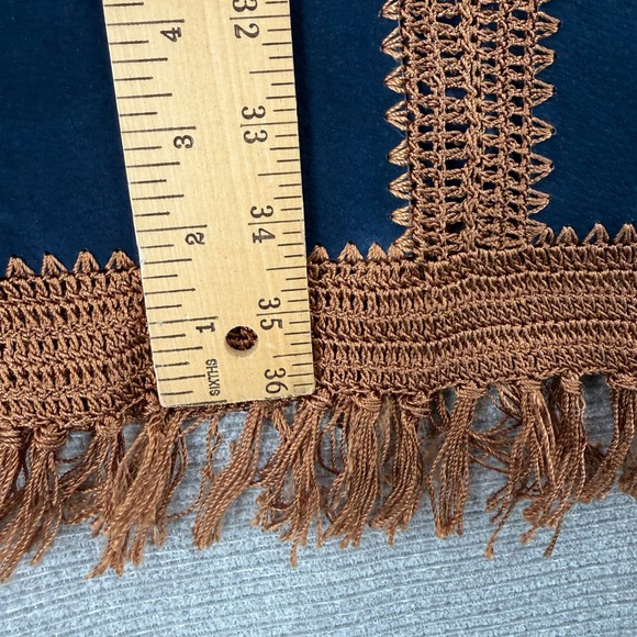 Vintage Lew Magram Suede Skirt Set Women 14 Blue Crochet Fringe Boho Western - Picture 12 of 16